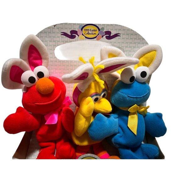 Sesame Street Easter Bean Plush Set 1999 New in Box - Picture 2 of 3
